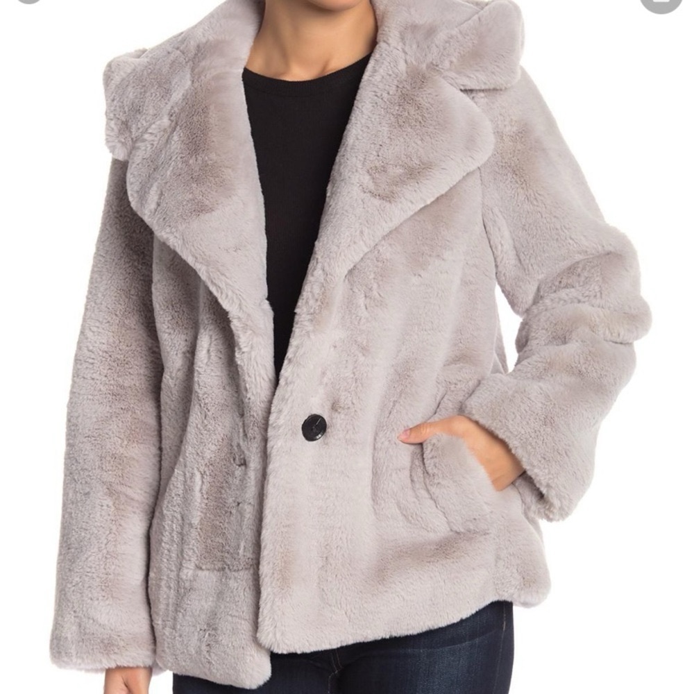 BCBGMAXAZRIA faux fur hooded coat - Picture 2 of 7